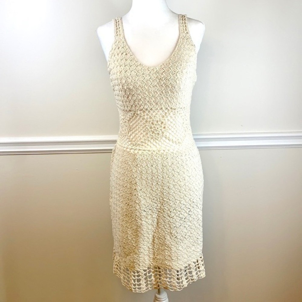 Handmade In Brazil Crochet Open Knit Cream Dress S